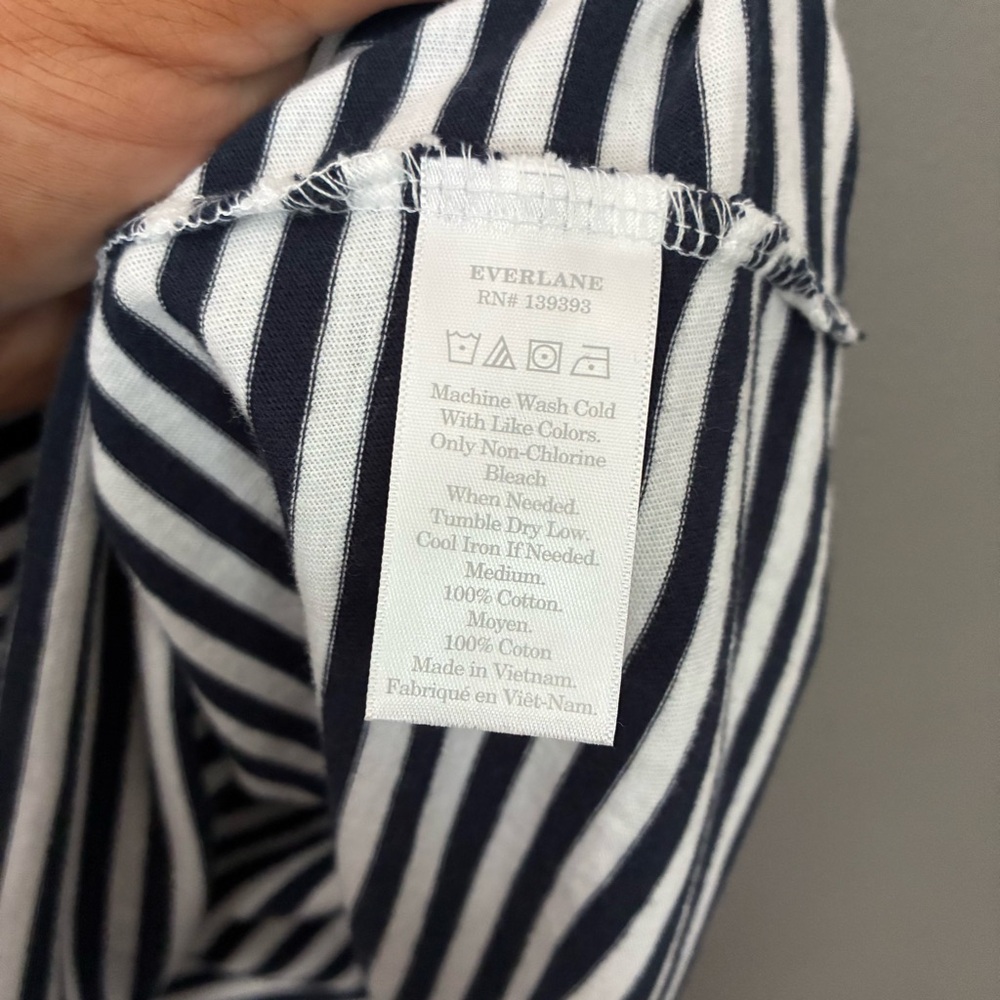 EVERLANE Coastal Preppy Striped T-Shirt Dress Tee | Cotton Effortless Summer M - Picture 6 of 8